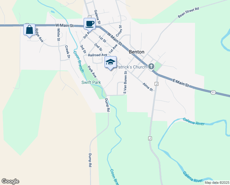 map of restaurants, bars, coffee shops, grocery stores, and more near 85 Zephyr Street in Benton