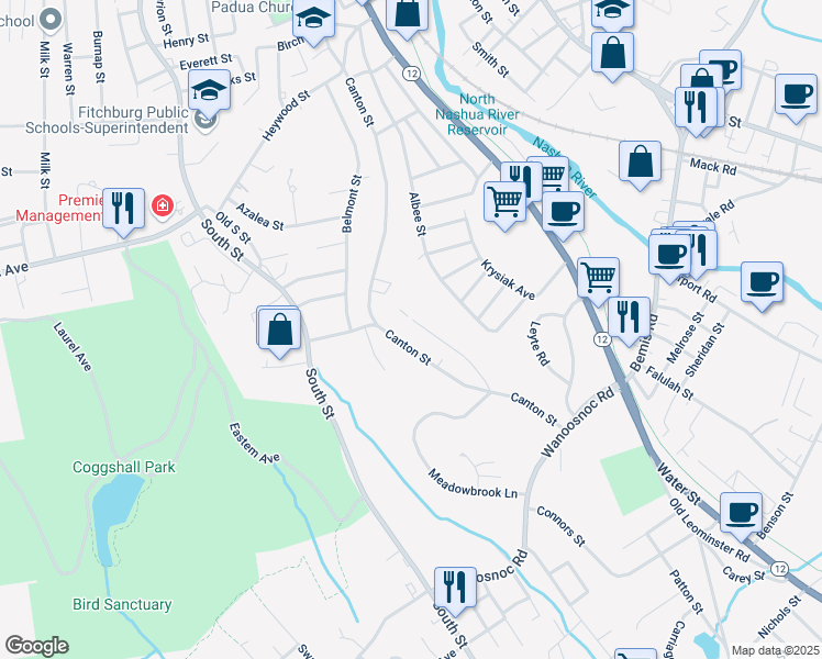 map of restaurants, bars, coffee shops, grocery stores, and more near 110 Valley Street in Fitchburg