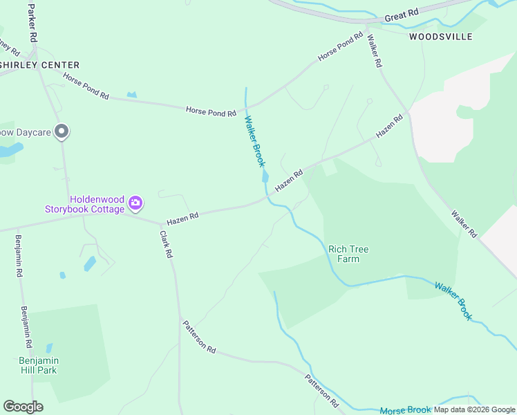 map of restaurants, bars, coffee shops, grocery stores, and more near 77 Hazen Road in Shirley