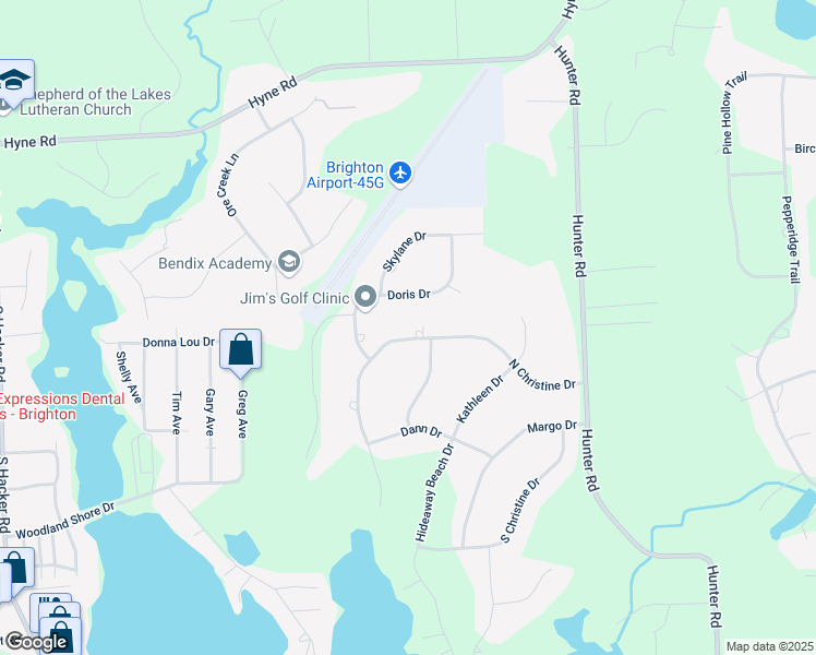 map of restaurants, bars, coffee shops, grocery stores, and more near 8768 North Christine Drive in Brighton