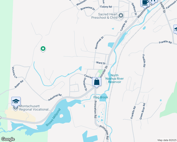map of restaurants, bars, coffee shops, grocery stores, and more near 38 Cascade Street in Fitchburg