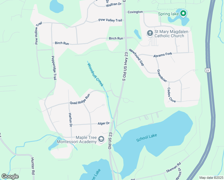 map of restaurants, bars, coffee shops, grocery stores, and more near Buckhead Drive in Livingston County