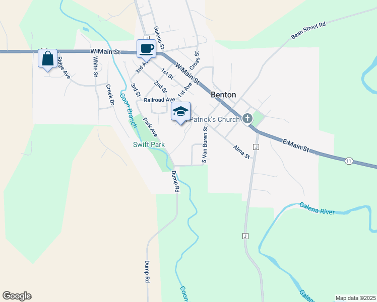 map of restaurants, bars, coffee shops, grocery stores, and more near 85 Zephyr Street in Benton