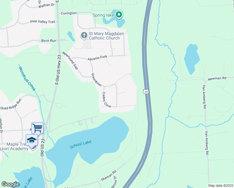 map of restaurants, bars, coffee shops, grocery stores, and more near 2601 Pigeon Forge Drive in Brighton