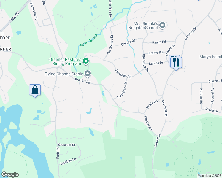map of restaurants, bars, coffee shops, grocery stores, and more near 3 Kastraki Place in Chelmsford