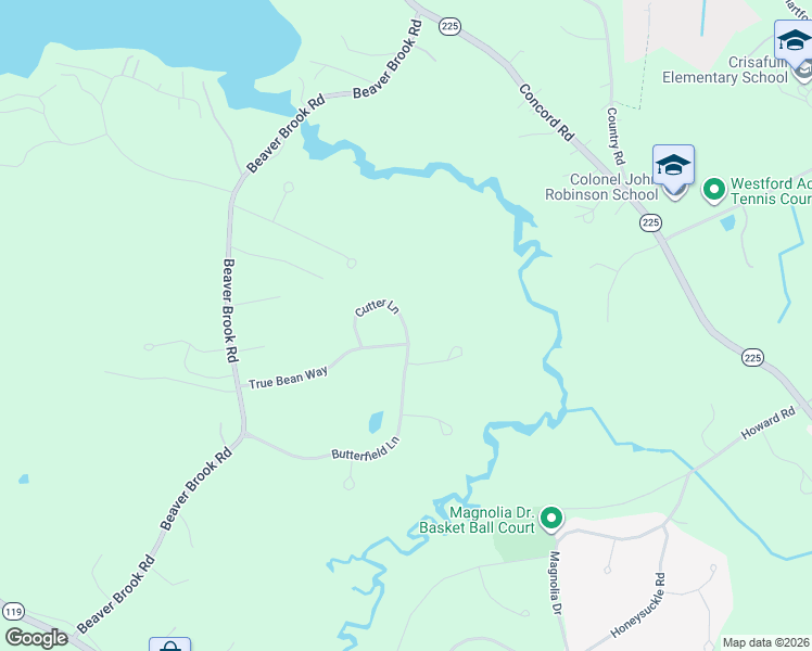 map of restaurants, bars, coffee shops, grocery stores, and more near 22 Cutter Lane in Westford
