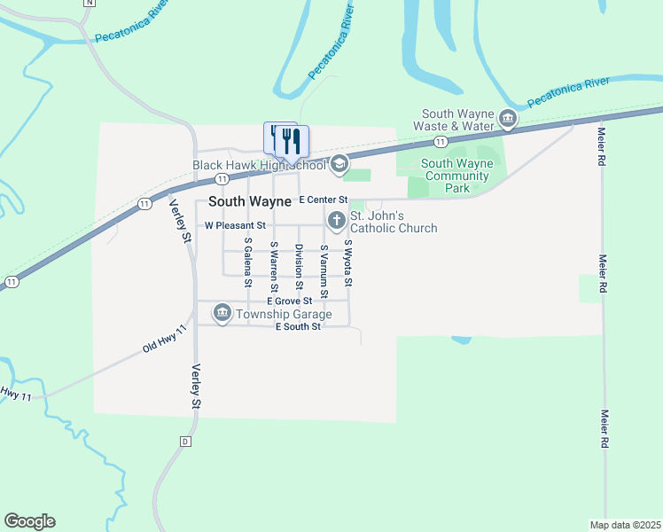map of restaurants, bars, coffee shops, grocery stores, and more near 301 East Prospect Street in South Wayne