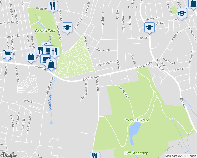 map of restaurants, bars, coffee shops, grocery stores, and more near 210 Mount Elam Road in Fitchburg