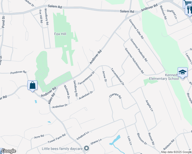 map of restaurants, bars, coffee shops, grocery stores, and more near 23 Kenrick Avenue in Billerica