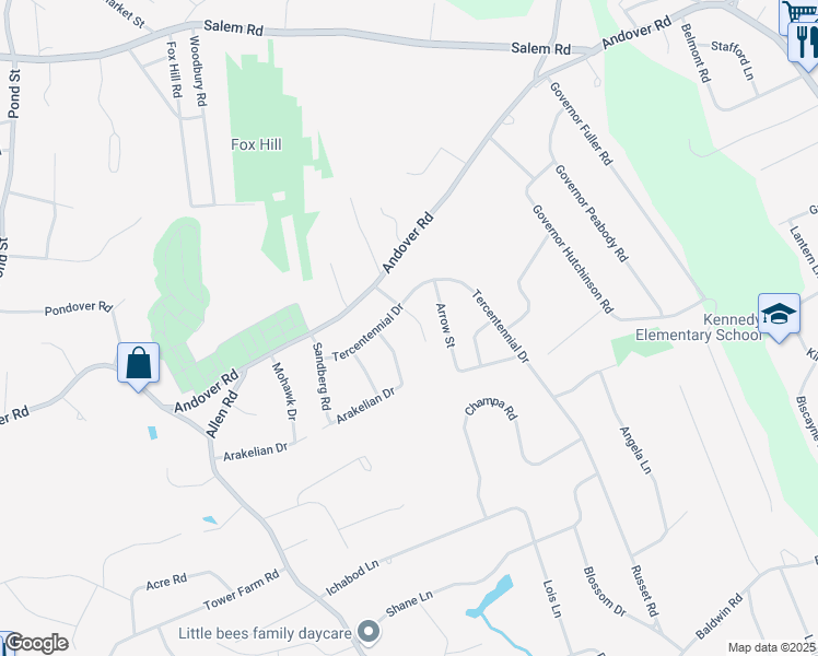 map of restaurants, bars, coffee shops, grocery stores, and more near 23 Kenrick Avenue in Billerica