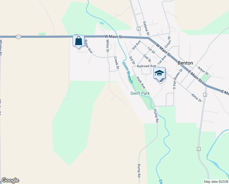 map of restaurants, bars, coffee shops, grocery stores, and more near 5225 White Street in Benton