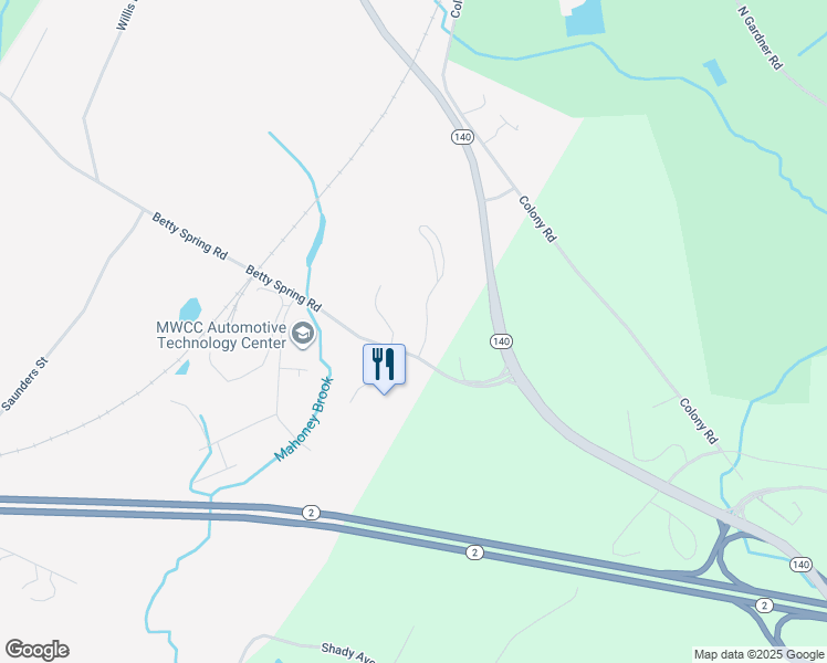 map of restaurants, bars, coffee shops, grocery stores, and more near 29 Olde Colonial Drive in Gardner