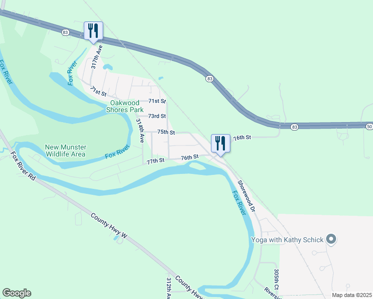 map of restaurants, bars, coffee shops, grocery stores, and more near 31031 75th Place in Salem