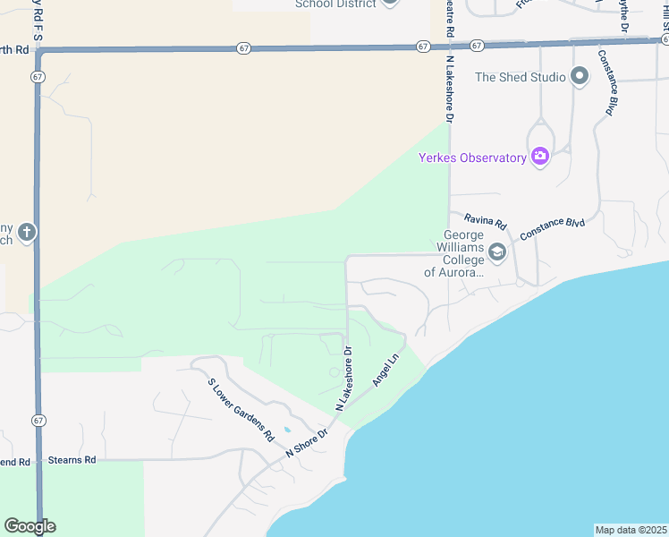 map of restaurants, bars, coffee shops, grocery stores, and more near N2047 North Lakeshore Drive in Fontana-on-Geneva Lake