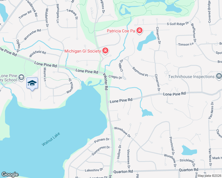 map of restaurants, bars, coffee shops, grocery stores, and more near 4915 Inkster Road in Bloomfield Township