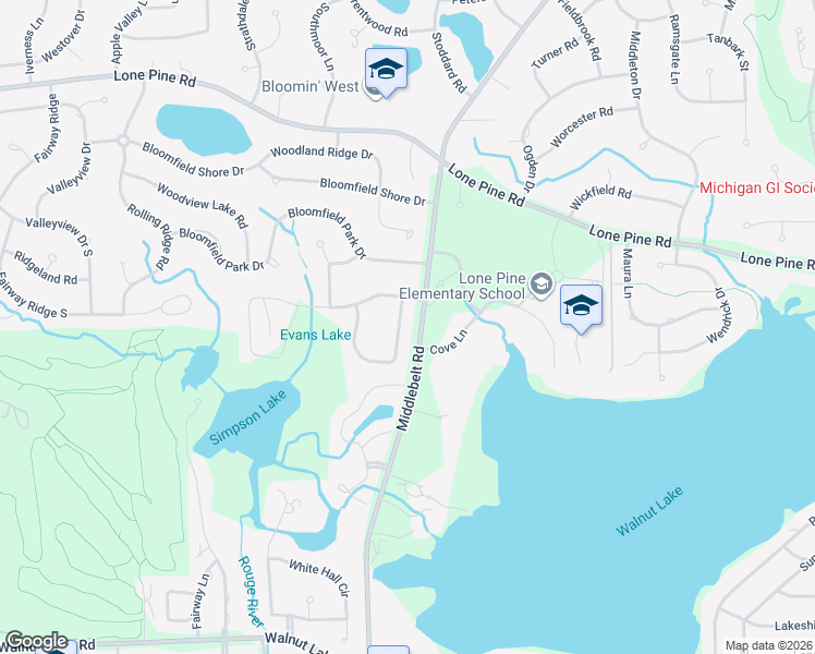 map of restaurants, bars, coffee shops, grocery stores, and more near 5070 Champlain Circle in Oakland County