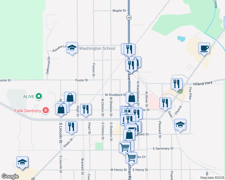 map of restaurants, bars, coffee shops, grocery stores, and more near 310 North Sheldon Street in Charlotte