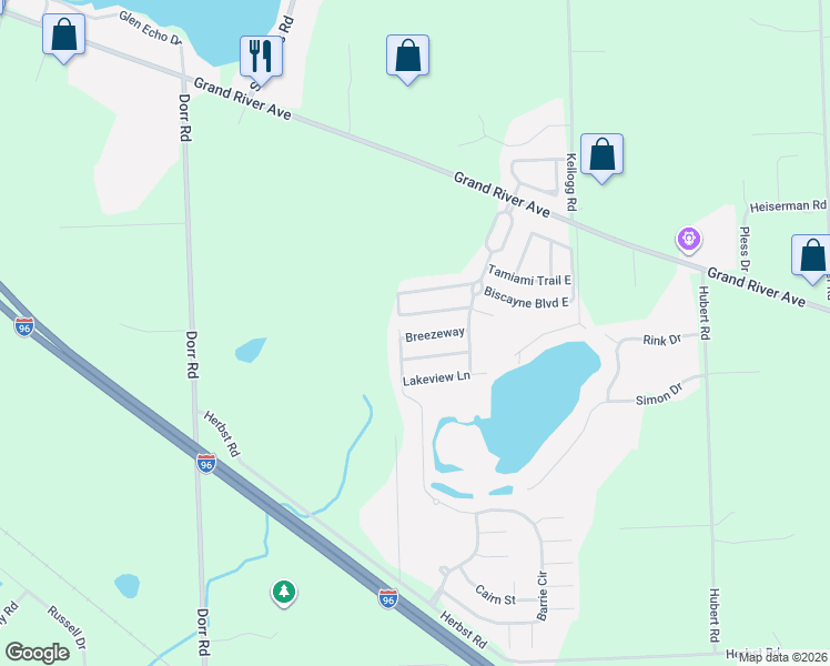 map of restaurants, bars, coffee shops, grocery stores, and more near 101 Breezeway in Brighton