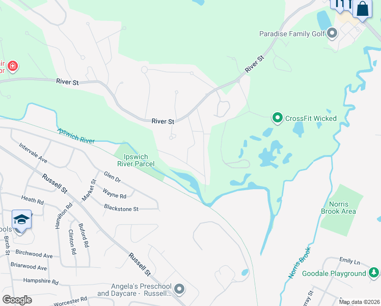 map of restaurants, bars, coffee shops, grocery stores, and more near 16 Bellevue Avenue in Middleton