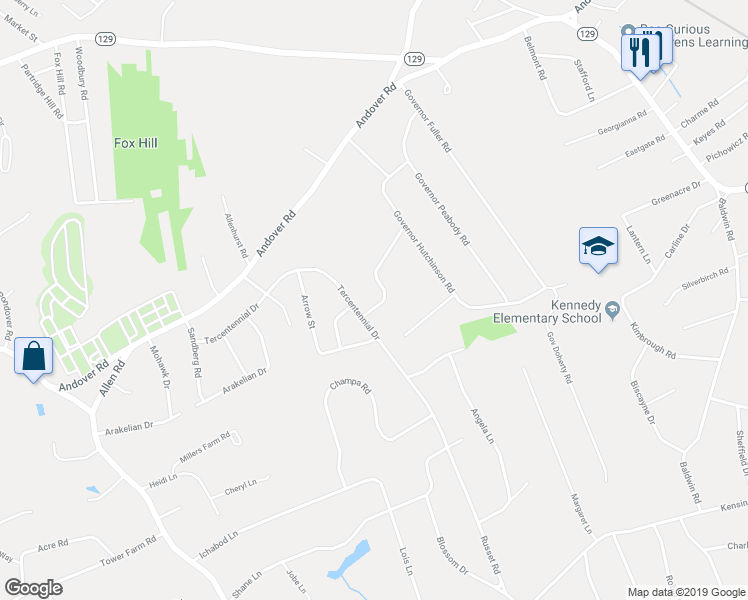 map of restaurants, bars, coffee shops, grocery stores, and more near 13 Governor Saltonstall Road in Billerica