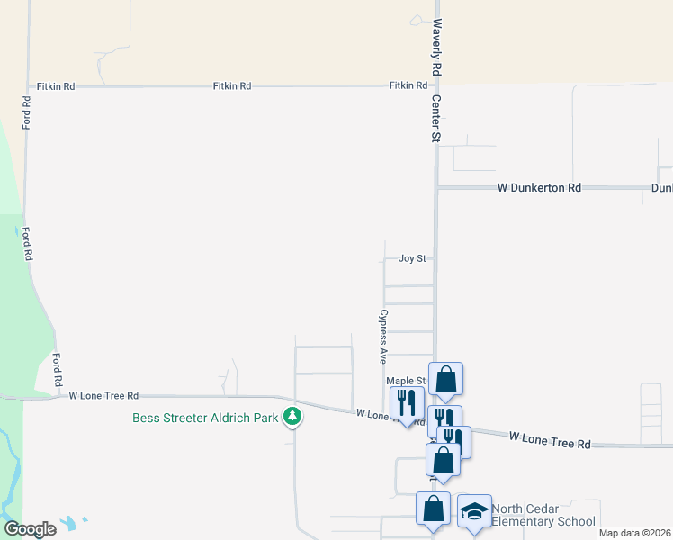 map of restaurants, bars, coffee shops, grocery stores, and more near 3410 Cypress Avenue in Cedar Falls