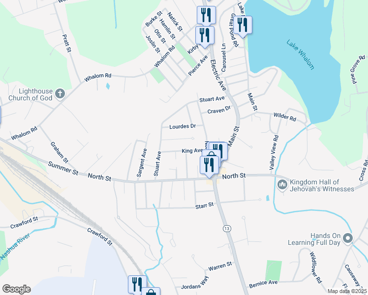 map of restaurants, bars, coffee shops, grocery stores, and more near 32 Stuart Court in Leominster
