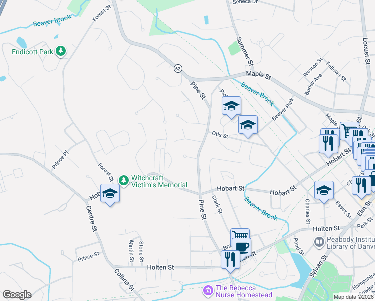 map of restaurants, bars, coffee shops, grocery stores, and more near 1 Postgate Road in Danvers