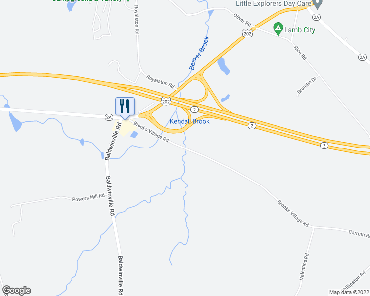 map of restaurants, bars, coffee shops, grocery stores, and more near 30 Brooks Village Road in Phillipston