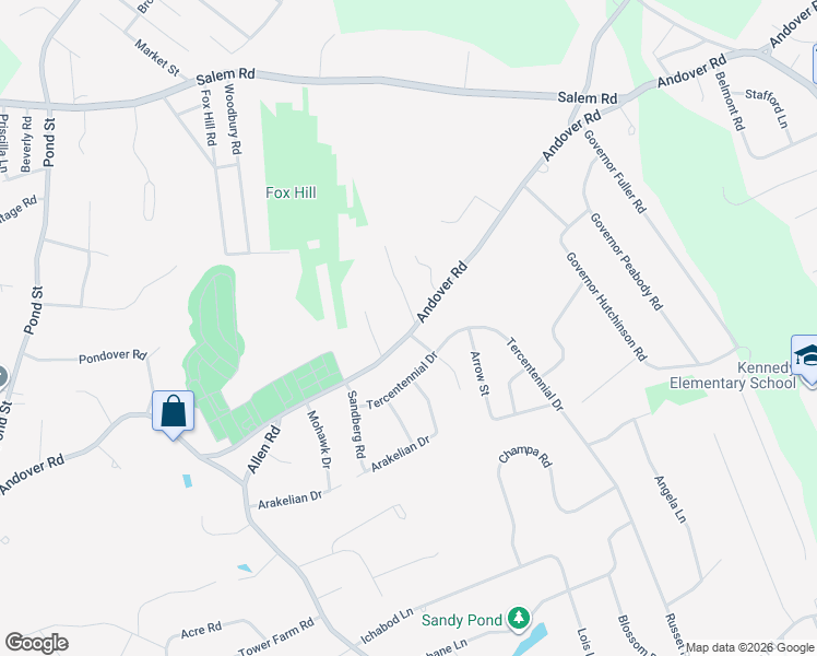 map of restaurants, bars, coffee shops, grocery stores, and more near 160 Andover Road in Billerica