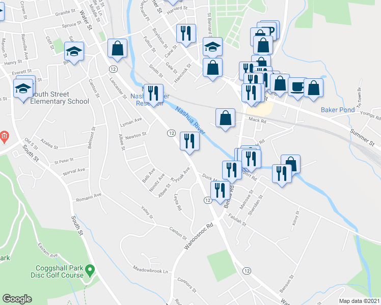 map of restaurants, bars, coffee shops, grocery stores, and more near 824 Water Street in Fitchburg
