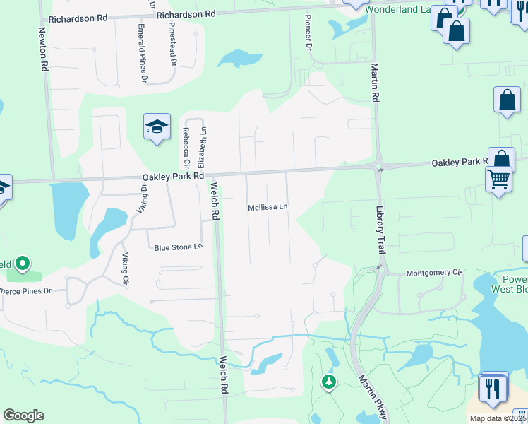 map of restaurants, bars, coffee shops, grocery stores, and more near 3233 Green Oak Drive in Commerce Charter Township