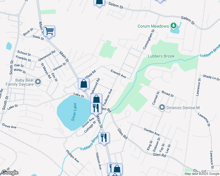 map of restaurants, bars, coffee shops, grocery stores, and more near 1 Emerson Street in Wilmington