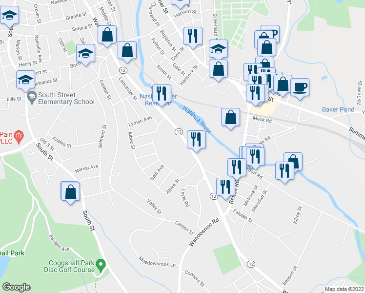 map of restaurants, bars, coffee shops, grocery stores, and more near 791 Water Street in Fitchburg