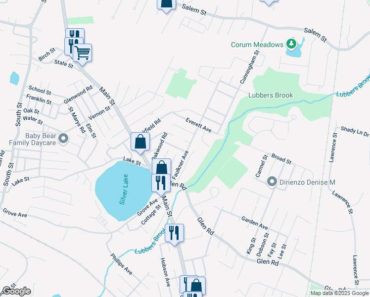 map of restaurants, bars, coffee shops, grocery stores, and more near 1 Emerson Street in Wilmington