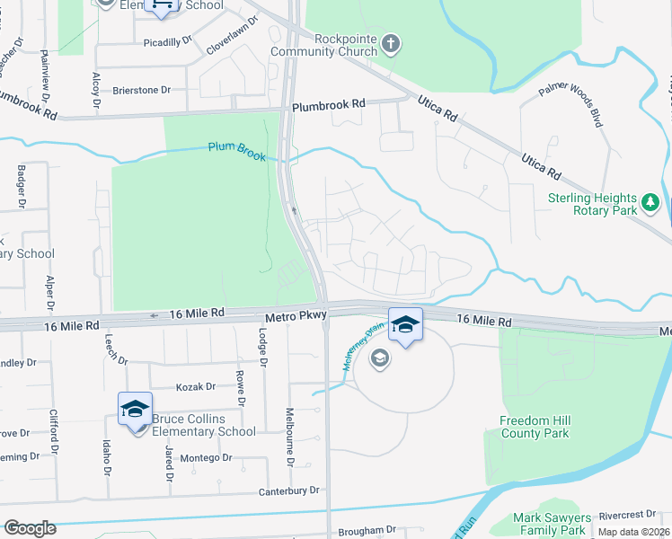map of restaurants, bars, coffee shops, grocery stores, and more near 13834 Keating Drive in Sterling Heights