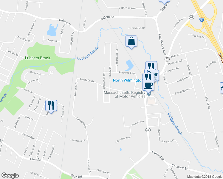map of restaurants, bars, coffee shops, grocery stores, and more near 25 Shady Lane Drive in Wilmington