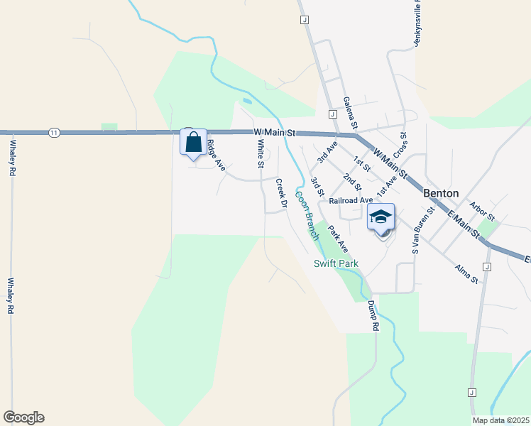 map of restaurants, bars, coffee shops, grocery stores, and more near 341 White Street in Benton
