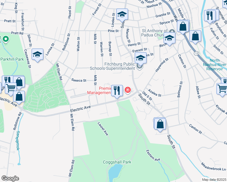 map of restaurants, bars, coffee shops, grocery stores, and more near 18 Drake Road in Fitchburg