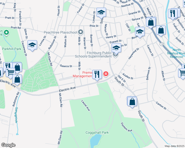 map of restaurants, bars, coffee shops, grocery stores, and more near 18 Drake Road in Fitchburg