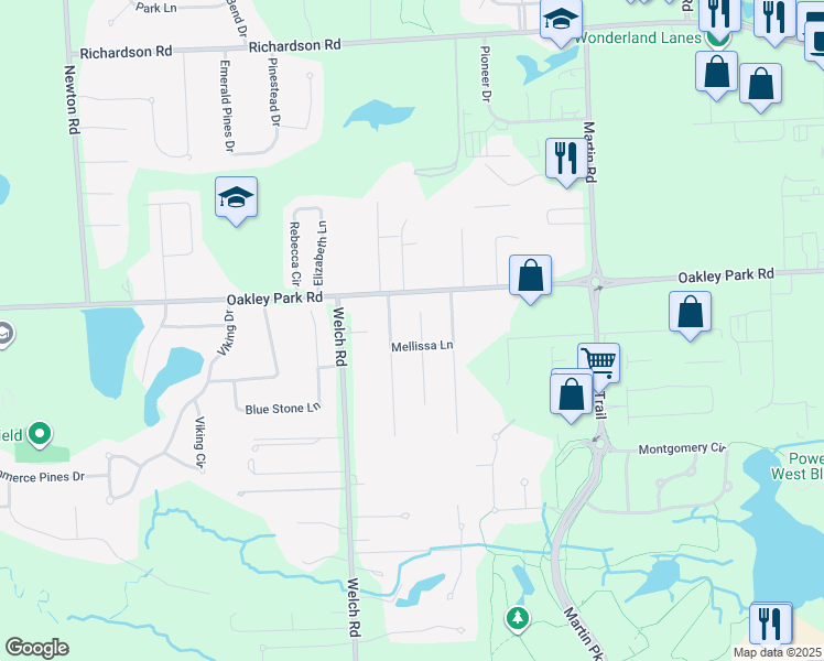 map of restaurants, bars, coffee shops, grocery stores, and more near 3233 Green Oak Drive in Commerce Charter Township