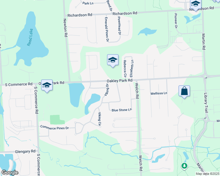 map of restaurants, bars, coffee shops, grocery stores, and more near 3195 Gateway Ledge in Commerce Charter Township