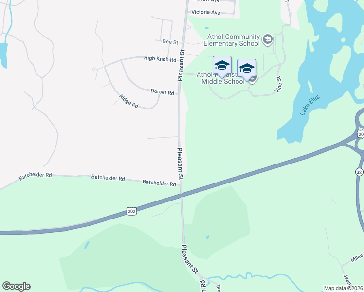 map of restaurants, bars, coffee shops, grocery stores, and more near 1350 Pleasant Street in Athol