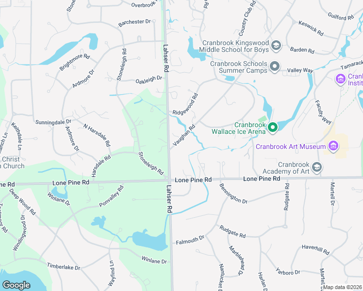 map of restaurants, bars, coffee shops, grocery stores, and more near 672 Vaughan Road in Bloomfield Hills