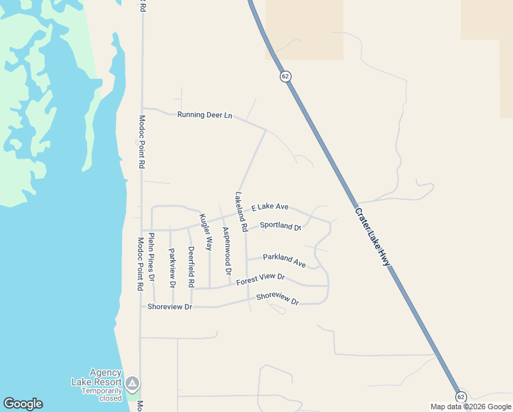 map of restaurants, bars, coffee shops, grocery stores, and more near 3069 East Lake Avenue in Chiloquin