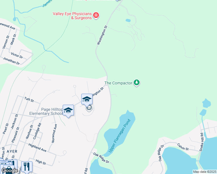 map of restaurants, bars, coffee shops, grocery stores, and more near 95 Groton-Harvard Road in Ayer
