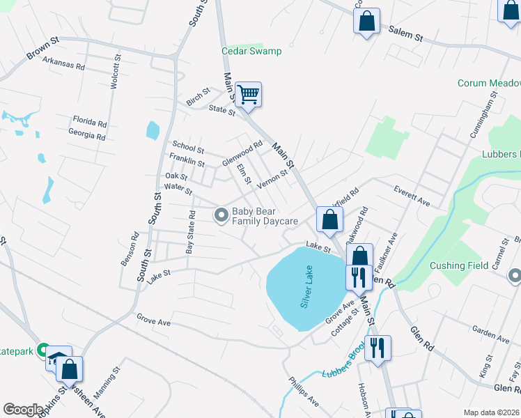 map of restaurants, bars, coffee shops, grocery stores, and more near 24 Saint Marys Road in Tewksbury