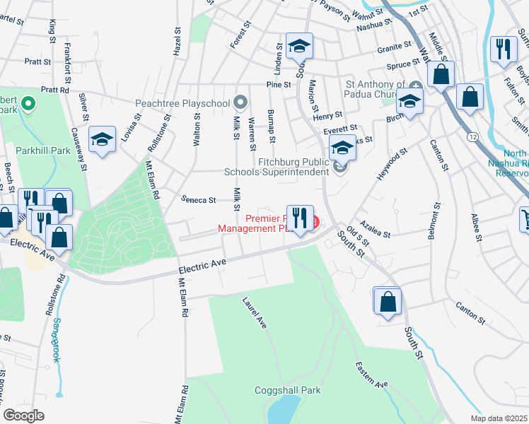 map of restaurants, bars, coffee shops, grocery stores, and more near 18 Drake Road in Fitchburg