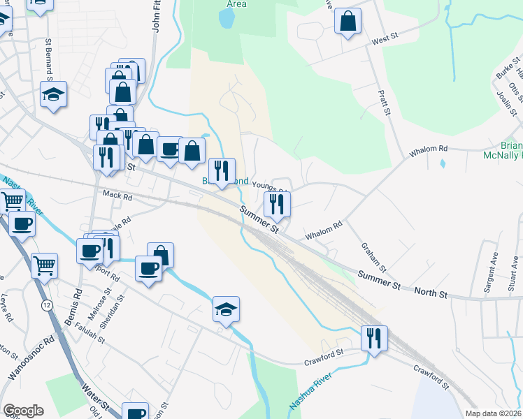 map of restaurants, bars, coffee shops, grocery stores, and more near 9 Baker Street in Lunenburg