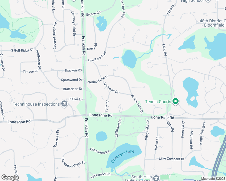 map of restaurants, bars, coffee shops, grocery stores, and more near 4661 Mc Ewen Drive in Bloomfield Township