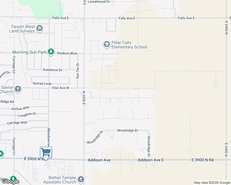map of restaurants, bars, coffee shops, grocery stores, and more near 3167 Highlawn Drive in Twin Falls
